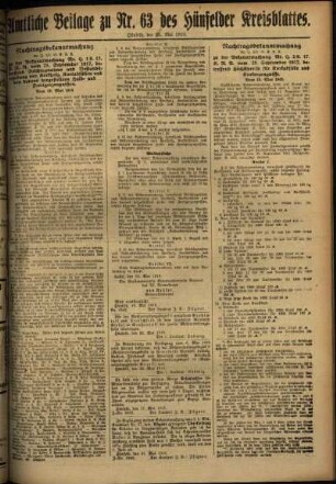 Zweite Ausgabe vom Samstag, den 25. Mai 1918.