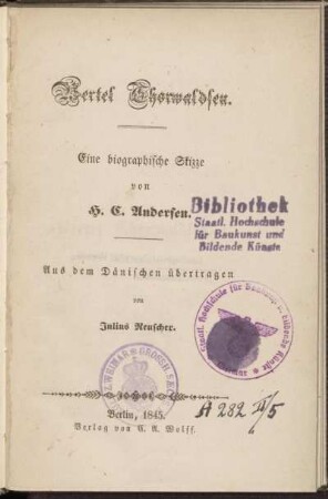 Bertel Thorwaldsen : eine biographische Skizze