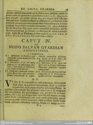 Caput IV. De Modo Salvam Guardiam Constituendi