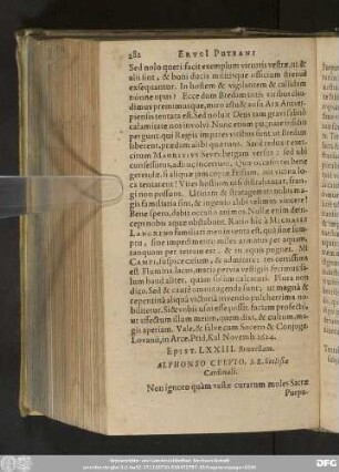 Epist. LXXIII. Bruxellam. Alphonso Cuevio, S. R. Ecclesiae Cardinali.