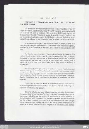 Memoire Topographique Sur Les Cotes De La Mer Noire