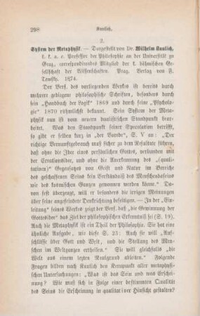 298-314 [Rezension] Kaulich, Wilhelm, System der Metaphysik