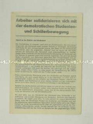 Propagandaflugblatt von Studenten und Schülern im Rhein-Ruhr-Gebiet zum Ostermarsch 1968