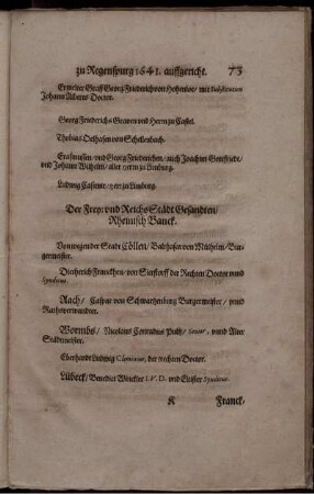 Der Frey: und ReichsStädt Gesandten/ Rheinisch Banck