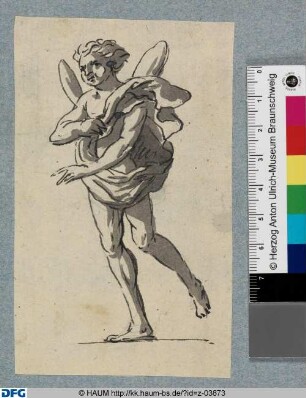 Stehender Putto nach links gewendet