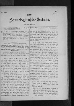 No 43 1879. Handelsgerichts-Zeitung.