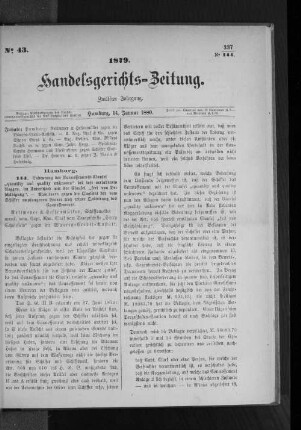 No 43 1879. Handelsgerichts-Zeitung.