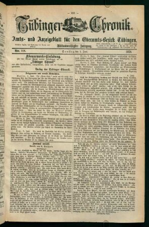 7. Juni (Nro. 118) - 12. Juni (Nro. 122)