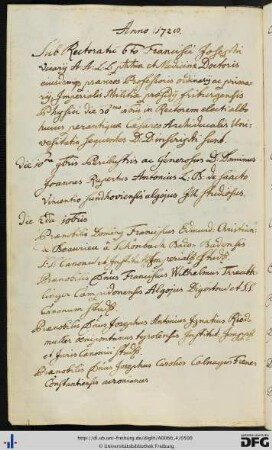 [fol. 249] Rektorat Franz Josef Vicari 1728/29