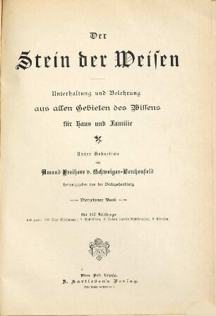Der Stein der Weisen : illustrierte Zeitschrift zur Verbreitung volkstümlichen Wissens. 14. 1895