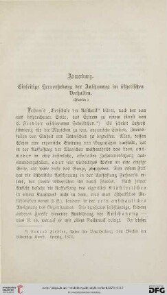 Anmerkung: Einseitige Hervorhebung der Anschauung im ästhetischen Verhalten. (Fiedler.)