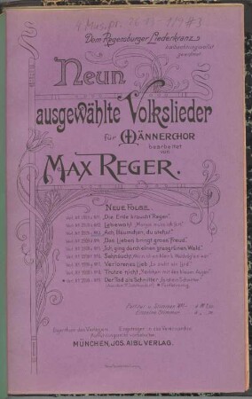 Neun ausgewählte Volkslieder : für Männerchor bearbeitet, 3. Ach Bäumchen, du stehst