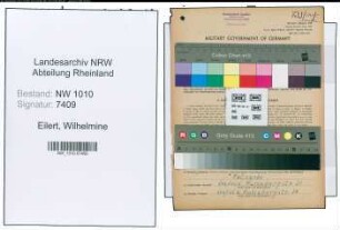 Entnazifizierung Wilhelmine Eilert , geb. 08.04.1908 (Einkaeuferin)