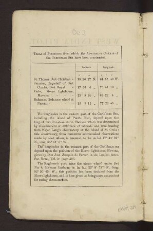 Table of Positions from which the Admiralty Charts of the Caribbean Sea have been constructed