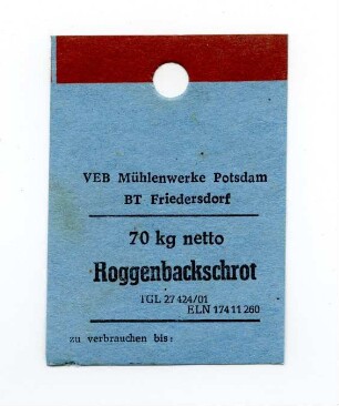 VEB Kombinat Getreidewirtschaft Potsdam BT Friedersdorf