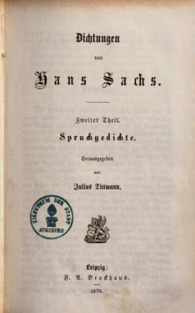 Dichtungen, 2. Spruchgedichte