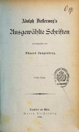 Adolph Diesterweg's Ausgewählte Schriften, 1. Band