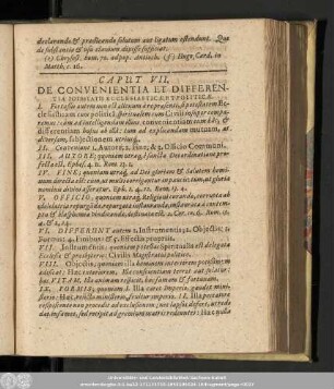 Caput VII. De Convenientia Et Differentia Potestatis Ecclesiasticae et Politicae.