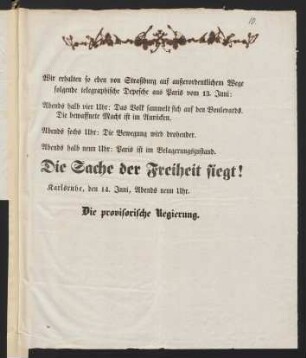 Wir erhalten so eben von Straßburg ...