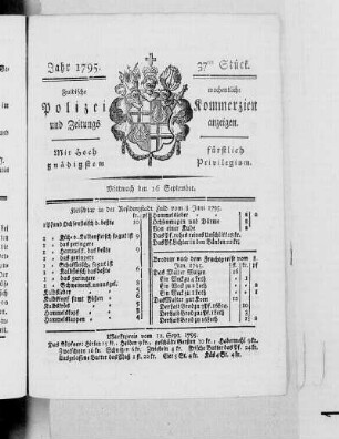 37tes Stück., Ausgabe vom 16. September 1795