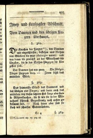 Zwey und funfzigster Abschnitt. Vom Daumen und den übrigen Fingern überhaupt.