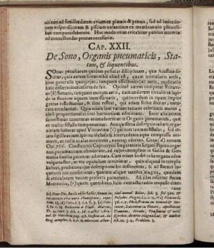 Cap. XXII. De Sono, Organis pneumaticis, Statuis, & loquentibus.