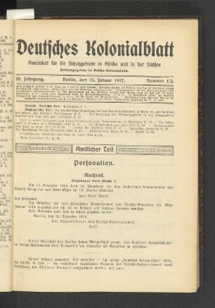 28. Jahrgang, 15. Januar 1917, Nummer 1/2