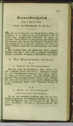 Steuerstrafgesetz vom 4. April 1838