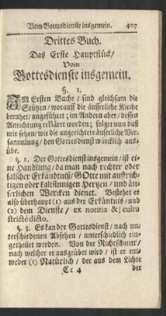 Das Erste Hauptstück/ Vom Gottesdienste insgemein