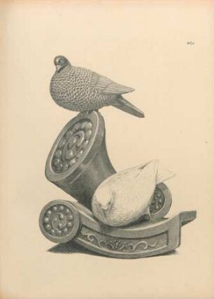 ACJ [Pigeons sur un fragment de tuile; porcelaine de Hizen]