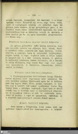 Fletcher báró-féle tanitó képezde