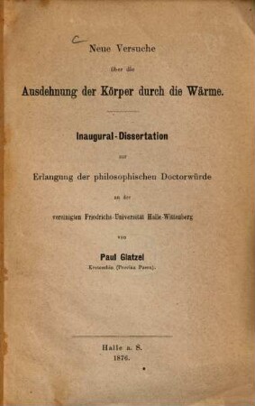 Neue Versuche über die Ausdehnung der Körper durch Wärme