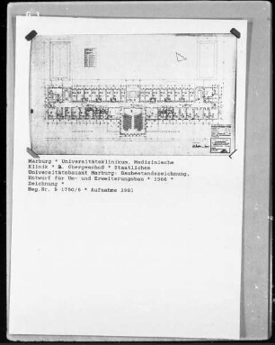 Marburg, Universitätsklinik, Medizinische Poliklinik, Plan zum Um- und Erweiterungsbau, 2. Obergeschoss