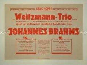 Maueranschlag zur Ankündigung eines Konzertes im Rahmen der Dresdner Brahms-Tage