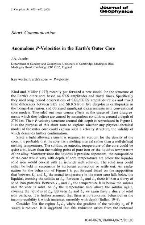 Anomalous P-velocities in the earth's outer core