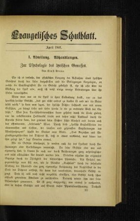 Zur Psychologie des lyrischen Genusses