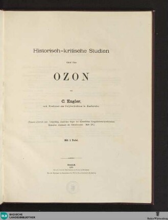 Historisch-kritische Studien über das Ozon