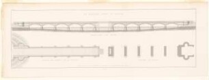 Havelbrücke bei Klein-Glienicke: Bl. 23: Längsansicht,Grundrisse der Brücke und der Pfeiler (aus: Bauausführungen des preußischen Staats, Bd. 2)