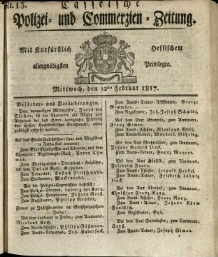 Nr. 13, Mittwoch, den 12ten Februar 1817
