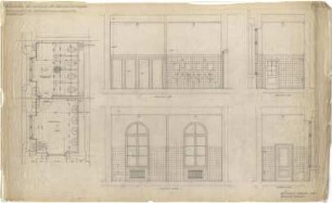 Troost, Paul Ludwig; München, Arcisstr. 12; Führerbau der NSDAP - Damenaborte im Hauptgeschoss, Nordseite (Ansichten; Grundriss)
