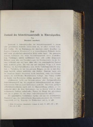 Der Zustand des Schwefelwasserstoffs in Mineralquellen