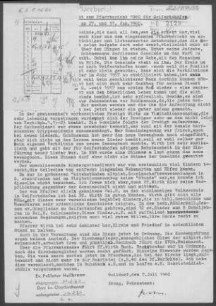 Geifertshofen: Visitationsbericht mit Pfarrbericht 1960