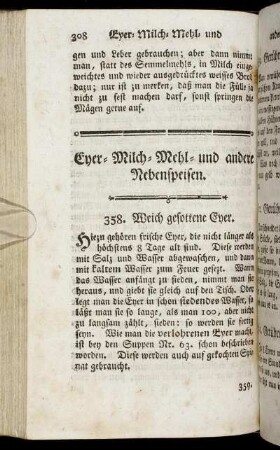 Eyer- Milch- Mehl- und andere Nebenspeisen.