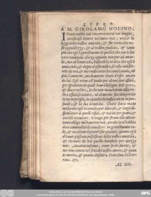 A M. Girolamo Molino.