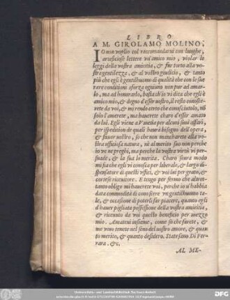A M. Girolamo Molino.