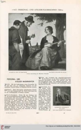 Personal- u. Atelier-Nachrichten - Von Ausstellungen und Sammlungen - Denkmäler - Vermischtes