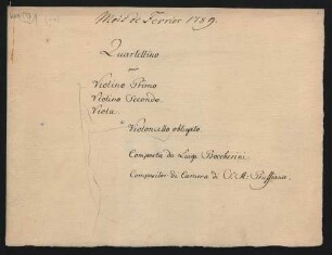 Quartette; vl (2), vla, vlc; A-Dur; G 216; op.42,1