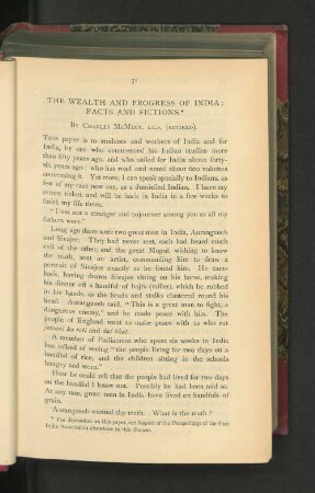 The Wealth and Progress of India. Facts and Fictions.