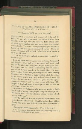 The Wealth and Progress of India. Facts and Fictions.