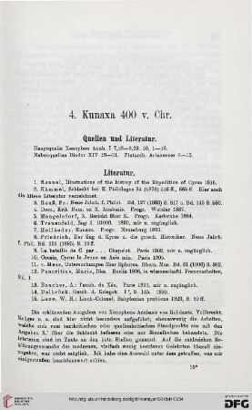 4: Kunaxa 400 v. Chr. Quellen und Literatur